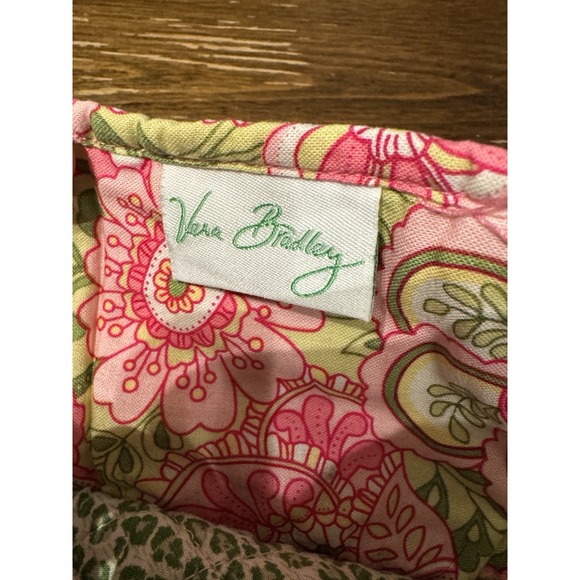 Vera Bradley Trifold Fabric Quilted Wallet Petal Paisley GreenPink 2006 Retired - Picture 4 of 5